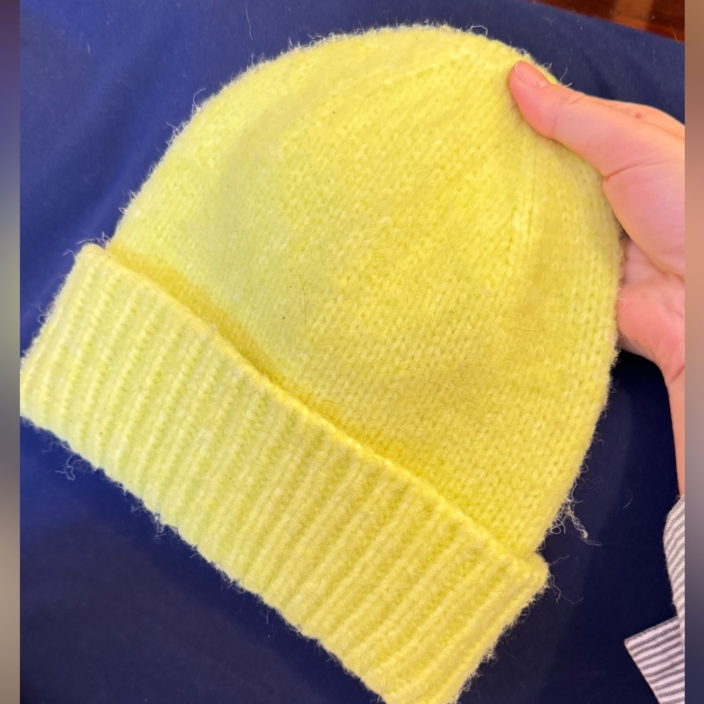 Bright yellow thick beanie